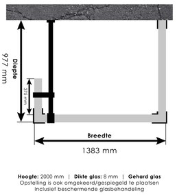 Brauer JC profielloze inloopdouche 100x140/40cm reversed koper