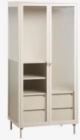 Kast 85x180 Cm Van Staal En Glas Paoline Beige – Crème - Sklum