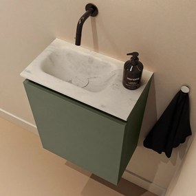 Mondiaz Ture DLux toiletmeubel 40cm army met wastafel opalo links zonder kraangat