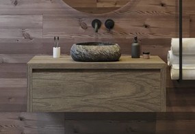 Gliss Design Ares badmeubel 100cm castle brown met rivierstenen waskom