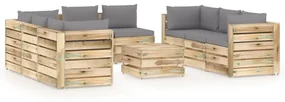vidaXL 9-delige Loungeset met kussens groen geïmpregneerd hout
