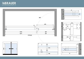 Brauer Void profielloze nisdeur 200cm met draaideur 70cm aan muur koper geborsteld PVD