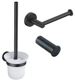 Fortifura Calvi Toiletset 3-delig - toiletrolhouder zonder klep - toiletborstel - handdoekhaak enkel rond - mat zwart SW639936 SW639935 SW1211586