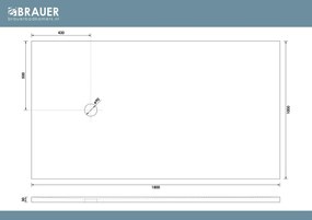 Brauer Asteroid douchevloer 100x180cm mineraalmarmer wit mat