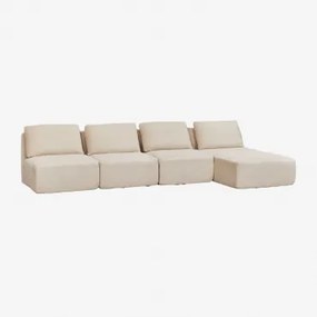4-delige Modulaire Chaise Longue-bank Rechts In Vacuümverpakt Corduroy Temple Corduroy Beige – Linnen - Sklum