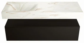 Mondiaz Alan DLux badmeubel 130cm urban 1 lade met wastafel frappe links zonder kraangat