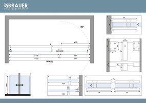 Brauer Void profielloze nisdeur 190cm met draaideur 70cm aan glas zwart mat