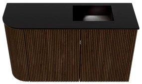 Mondiaz Joya 70cm toiletmeubel ronding links walnut met wastafel faye rechts 1 kraangat urban