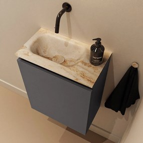 Mondiaz Ture DLux toiletmeubel 40cm dark grey met wastafel frappe links zonder kraangat