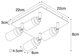 Moderne badkamer Spot / Opbouwspot / Plafondspot zwart 4-lichts IP44 - Japie Modern G9 IP44 vierkant Lamp