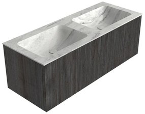 Mondiaz Kurve-dlux 120cm badmeubel shadow met 1 lade en wastafel leaf dubbel zonder kraangat opalo