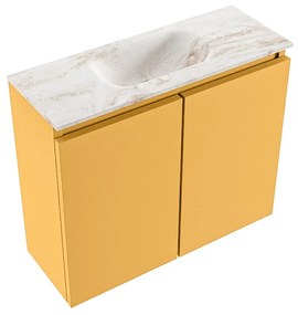 Mondiaz Ture DLux toiletmeubel 60cm ocher met wastafel frappe midden met kraangat