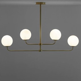 Hanglamp in messing en opaline glas, Moricio