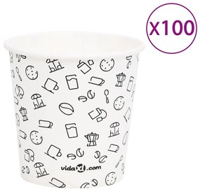 vidaXL 100 st Koffiebekers 120 ml papier wit en zwart