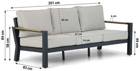 Stoel en Bank Loungeset 5 personen Aluminium/Polywood (teakfinish) Grijs  Lifestyle Garden Furniture Bilbao