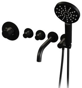 Brauer Black Edition inbouw badkraan met uitloop en 3 standen handdouche zwart mat