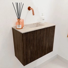 Mondiaz Joya DLux 50cm toiletmeubel walnut met wastafel faye midden zonder kraangat frappe