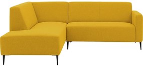 Goossens  Key West geel, stof, 2-zits, modern design met ligelement links