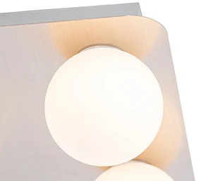 Moderne badkamer plafondlamp staal vierkant 4-lichts - Cederic Modern G9 IP44 Lamp