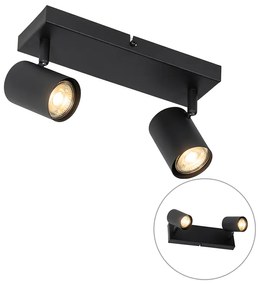 Moderne plafondlamp zwart 2-lichts verstelbaar rechthoekig - Jeana Modern GU10 Binnenverlichting Lamp