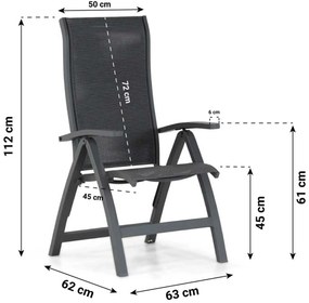 Tuinset 4 personen 164 cm Aluminium/Textileen /Aluminium/textileen Grijs Presto Tarenta/Residence