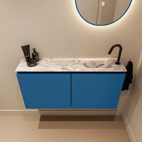 Mondiaz Ture DLux toiletmeubel 100cm jeans met wastafel glace rechts met kraangat