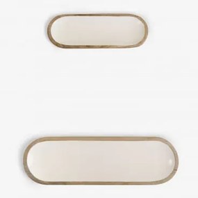 Set Van 2 Decoratieve Dienbladen Van Mangohout Fruela Licht Mangohout - Sklum