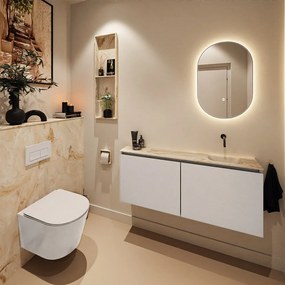 Mondiaz Ture DLux toiletmeubel 120cm linen met wastafel frappe rechts zonder kraangat