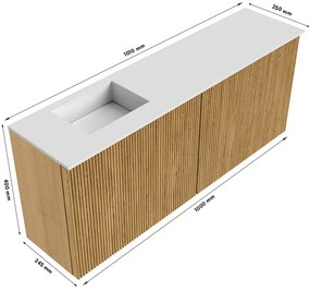 Mondiaz Joya DLux 100cm toiletmeubel oak met wastafel faye links zonder kraangat meli