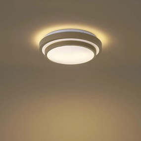 Moderne plafondlamp taupe met wit 34cm IP44 - Walden