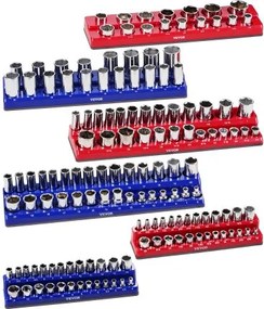 VEVOR Doppenbak-organizerset, 6 stuks 1/4-inch, 3/8-inch en 1/2-inch SAE-doppenbakken, geschikt voor maximaal 143 standaard en diepe doppen (doppen niet inbegrepen)