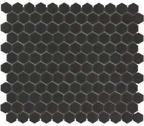 The Mosaic Factory London mozaïektegel - 26x30cm - wand en vloertegel - Zeshoek/Hexagon - Porselein Black Mat LOH2017