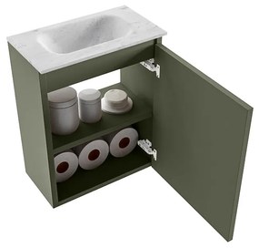 Mondiaz Ture DLux toiletmeubel 40cm army met wastafel opalo midden zonder kraangat