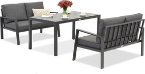 Zakintos Apetito 4 aluminium set met banken antraciet Garden Point
