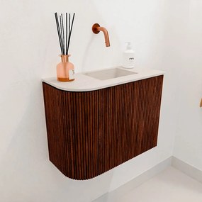 Mondiaz Joya DLux 50cm toiletmeubel ronding links ruby met wastafel faye rechts zonder kraangat meli