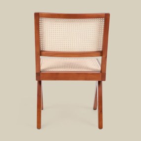 Walnoot Stoel Met Rotan Webbing