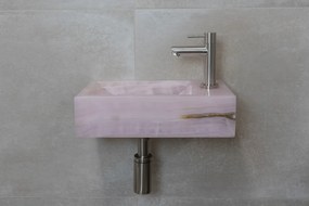Saniclear Pink Onyx fonteinset met rechte kraan in RVS