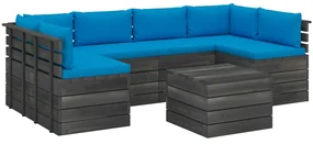 vidaXL 7-delige Loungeset met kussens pallet massief grenenhout