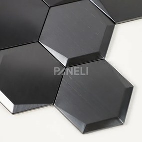 Zelfklevende 3D Tegel Cubi Metal - 26 cm x 30 cm x 0.60 cm | 0.5 kg | Paneli zelfklevende steenstrips