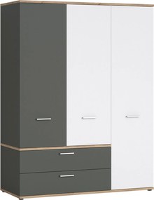 Kledingkast Tolfela 108, Grijs, Wit, Eiken honing, 196x150x60cm, 197.7 kg, Kledingkast deuren: Met scharnieren