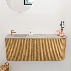 Mondiaz Joya DLux 100cm toiletmeubel ronding rechts oak met wastafel faye links 1 kraangat glace