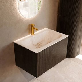 Mondiaz Kurve-dlux 70cm badmeubel shadow met 1 lade en wastafel big small midden 1 kraangat frappe