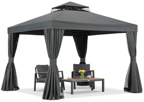 Tuinpaviljoen met klamboe en gordijnen Valencia 3x3 antraciet Garden Point