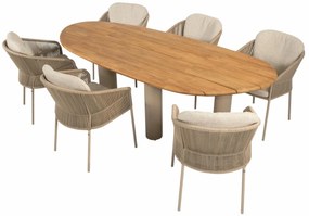 Taste by 4 Seasons Florence tuinset latte met estate tafel 240 cm teak Tuinstoel   taupe weerbestendig