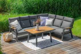 Hoek loungeset 6 personen Aluminium/teak Grijs  Lifestyle Garden Furniture Marseille