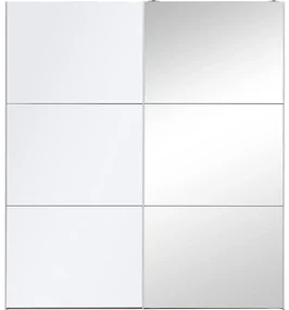 Goossens Kledingkast Easy Storage Sdk, 203 cm breed, 220 cm hoog, 1x 3 paneel glas schuifdeur li en 1x 3 paneel spiegel schuifdeur re
