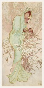 Kunstreproductie The Seasons: Winter (Art Nouveau Portrait) - Alphonse Mucha, (20 x 40 cm)