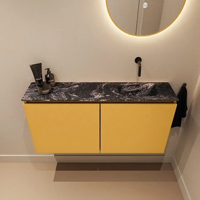 Mondiaz Ture DLux toiletmeubel 100cm ocher met wastafel lava rechts zonder kraangat