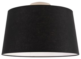 Moderne plafondlamp wit met zwarte kap 35 cm - Combi
