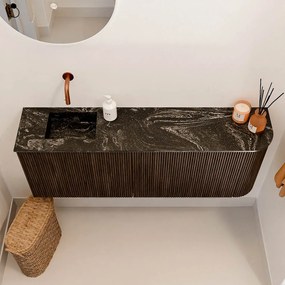 Mondiaz Joya DLux 110cm toiletmeubel ronding rechts walnut met wastafel faye links zonder kraangat lava